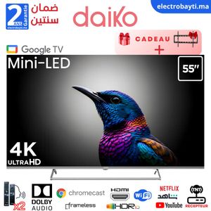 55"- MiniLED Google TV 5.0 sous Android 14, 4K UHD, HDR10, HLG, Dolby Audio - MLED55MU35DK