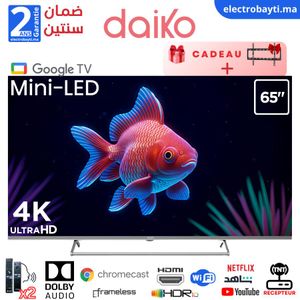 65"- MiniLED Google TV 5.0 sous Android 14, 4K UHD, HDR10, HLG, Dolby Audio - MLED65MU35DK