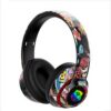 R9 Caques sans fil Bluetooth pliable avec graffiti lumineux RGB, réduction du bruit, basses profonde