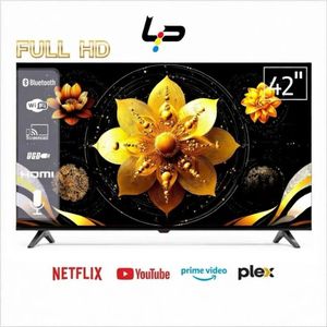 Smart TV 42 pouces - Image Full HD - Android 14.0 - WiFi - Idéale pour salon/famille - Tuner TV numé